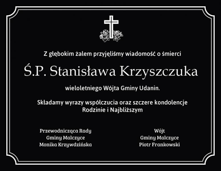 Kondolencje dla rodziny Ś.P. Stanisława Krzyszczuka