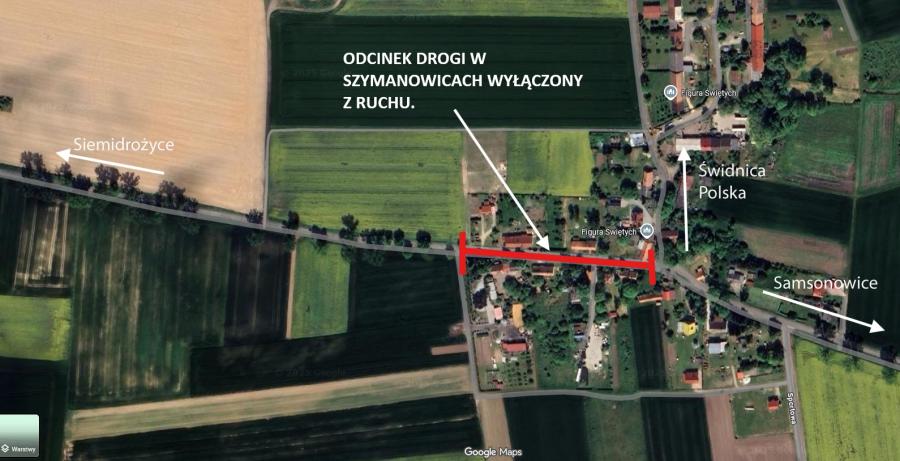 Przesunięcie terminu zamknięcia drogi powiatowej w Szymanowicach