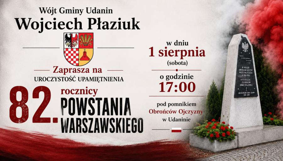 Udanin uczci 82. rocznicę wybuchu Powstania Warszawskiego