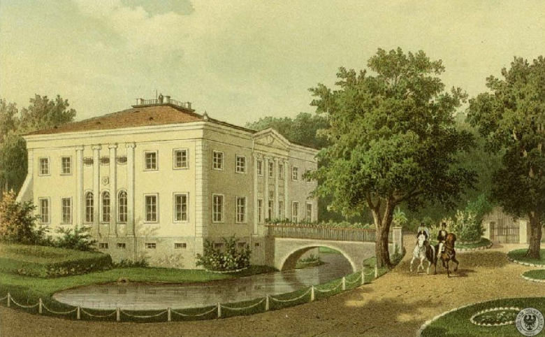 Pałac w Rakoszycach na rycinie z XIX wieku