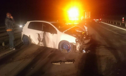 Kolizja osobówki z tirem na A4