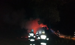 W Lusinie spłonęło 15 sprasowanych bel słomy