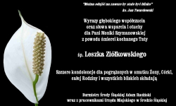 Kondolencje dla p. Moniki Szymanowskiej
