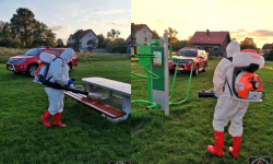 Strażacy ochotnicy z Miękini rozpoczęli dezynfekcję przestrzeni publicznej