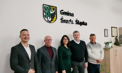 Mer Kamionki i były burmistrz Bogusław Krasucki z wizytą w średzkim ratuszu