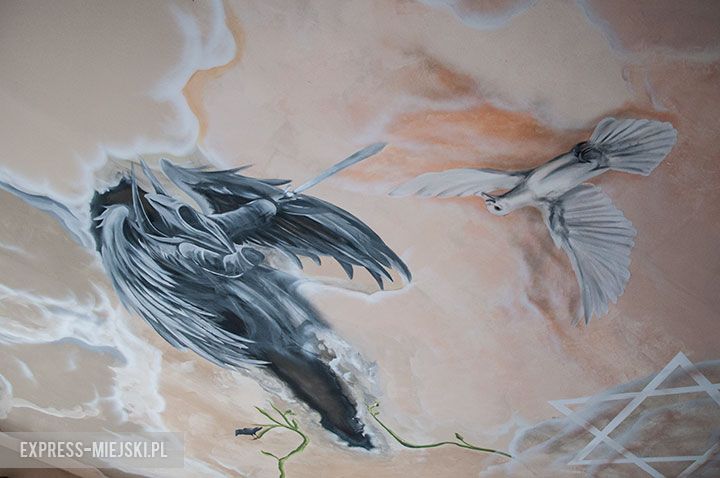 Rysunki na suficie w Gościńcu pod Furą wykonane przez wrocławskich studentów