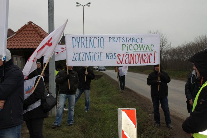 Protesty związkowców pod Röbenem