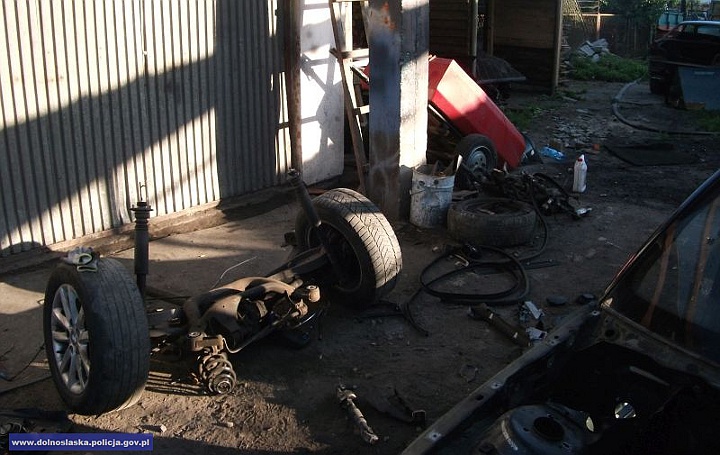 W dziupli rozmontowywano auta na części