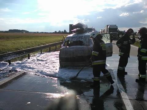Pożar na autostradzie