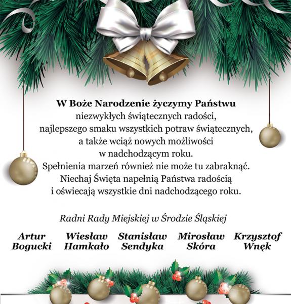 Wesołych Świąt życzą radni gminy Środa Śląska