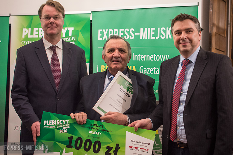 Thomas Boettger - dyrektor zarządzający XEOS, Stanisław Dębicki - sołtys Konar, Stefan Schmuck - dyrektor operacyjny XEOS