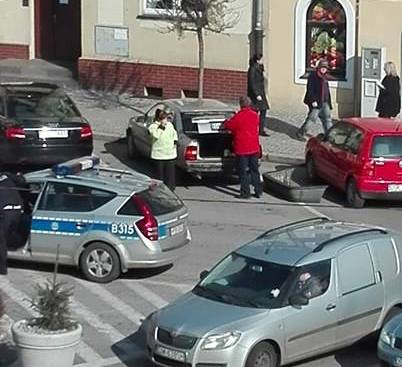 Stłuczka na rynku w mieście