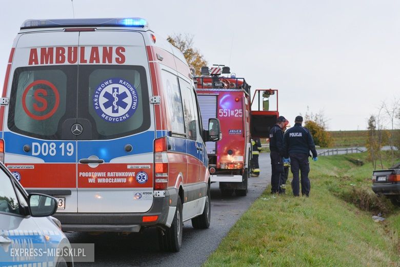 Auto wypadło z drogi między Casarzowicami a Piersnem