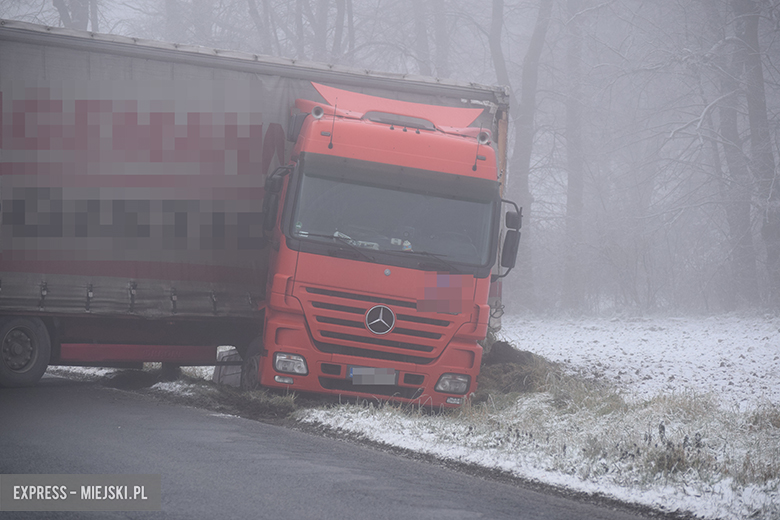Tir wjechał do rowu w Dębicach