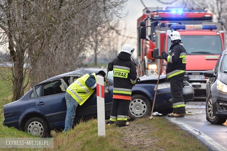 Auto wjechało do rowu na drodze wojewódzkiej