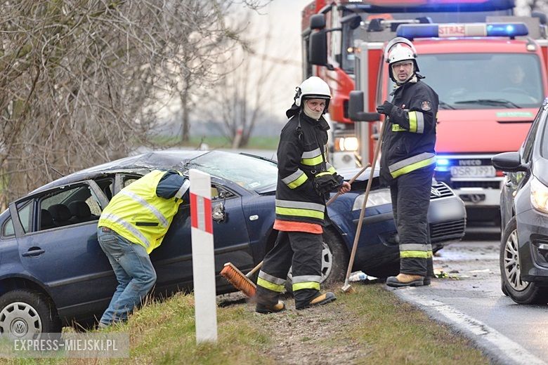 Auto wjechało do rowu na drodze wojewódzkiej