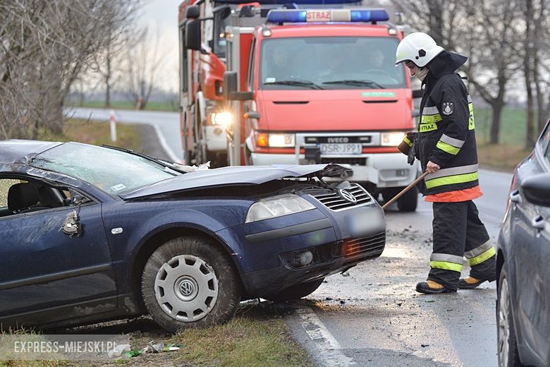 Auto wjechało do rowu na drodze wojewódzkiej