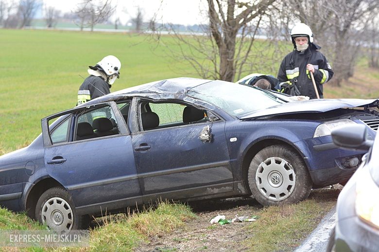 Auto wjechało do rowu na drodze wojewódzkiej