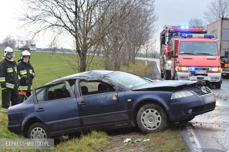 Auto wjechało do rowu na drodze wojewódzkiej