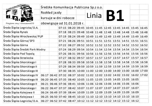 Rozkład jazdy miejskich autobusów