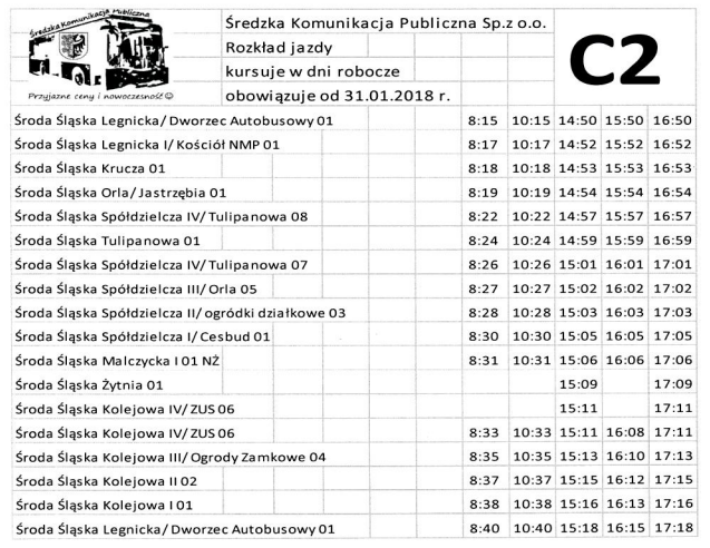 Rozkład jazdy miejskich autobusów