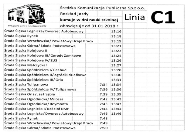 Rozkład jazdy miejskich autobusów
