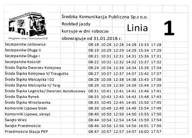 Rozkład jazdy miejskich autobusów