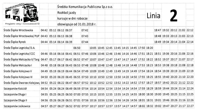 Rozkład jazdy miejskich autobusów