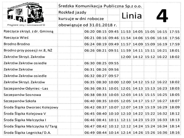 Rozkład jazdy miejskich autobusów