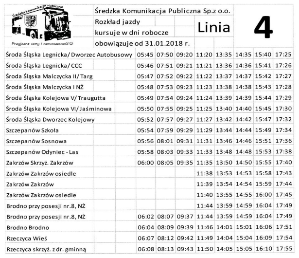 Rozkład jazdy miejskich autobusów