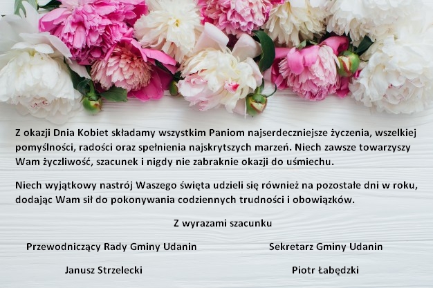 Życzenia od władz gminy Udanin