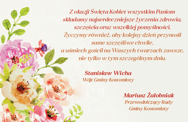 Życzenia od władz gminy Kostomłoty
