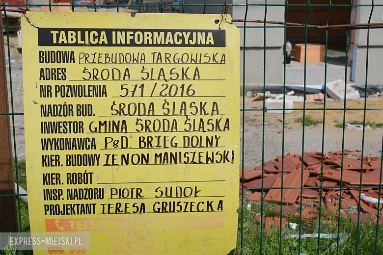 Plac budowy na targowisku w Środzie Śląskiej