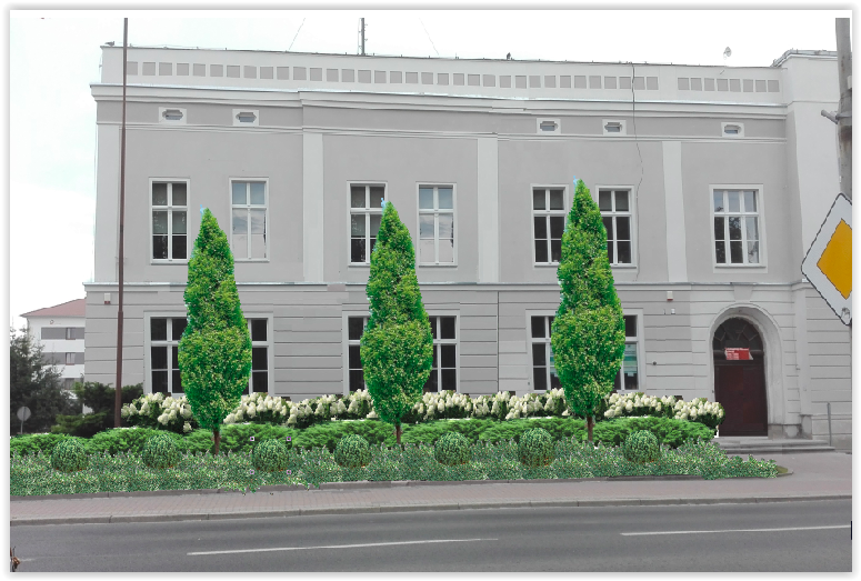 Wizualizacja nowego zielonego placu przed starostwem