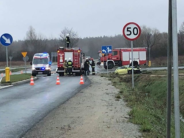 Wypadek na obwodnicy w Miękini
