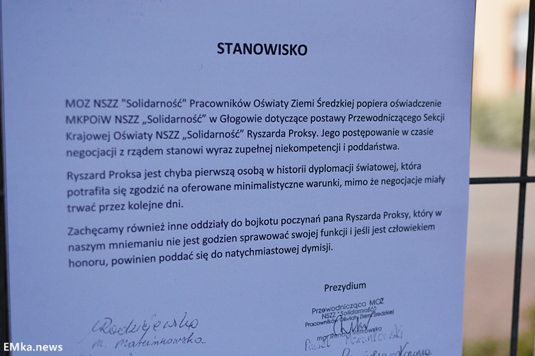 Kolejny dzień strajku nauczycieli w powiecie średzkim