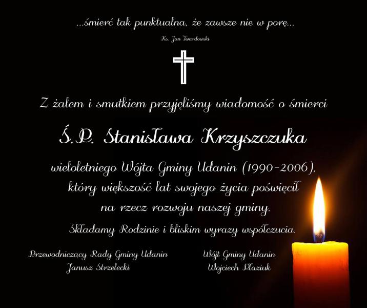 Kondolencje dla rodziny Ś.P. Stanisława Krzyszczuka