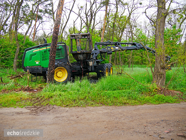 Pożar maszyny do wycinki drzew