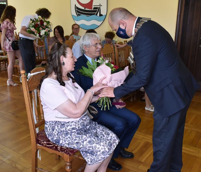 Złote Gody państwa Stachów w Urzędzie Gminy Malczyce