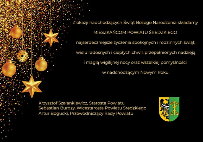 Życzenia świąteczne dla wszystkich mieszkańców Powiatu Średzkiego