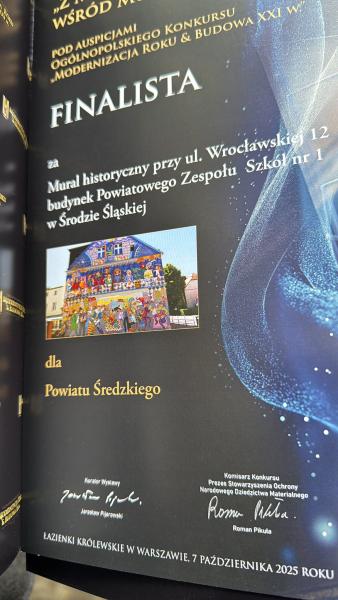 Historyczny mural ze Środy Śląskiej wśród finalistów ogólnopolskiego konkursu