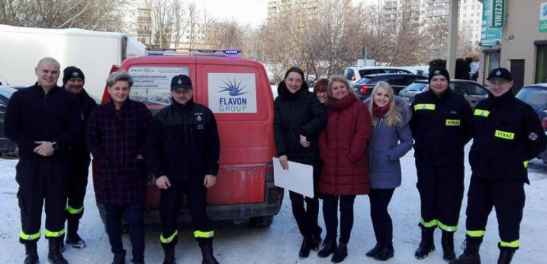 Spotkanie strażaków z pracownikami firmy w Krakowie