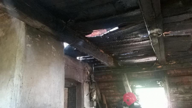 Pożar budynku w Rusku