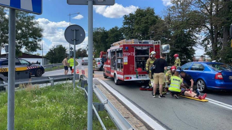 Wypadek na zjeździe z A4 w Kostomłotach