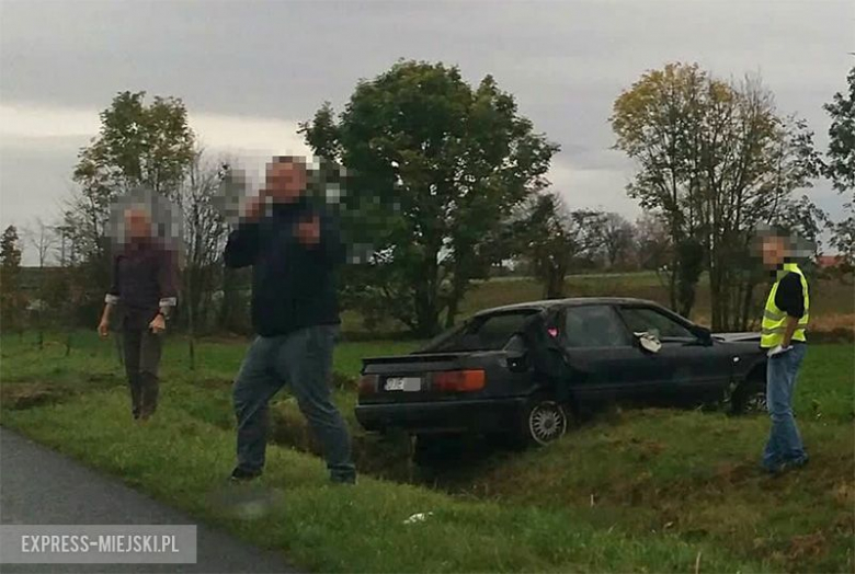 Auto wypadło z drogi między Casarzowicami a Piersnem