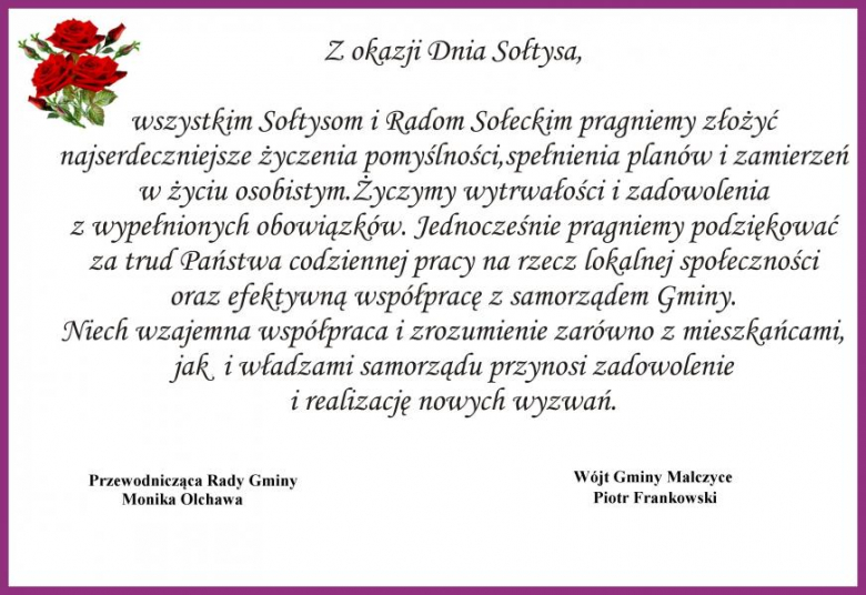 Życzenia od samorządowców