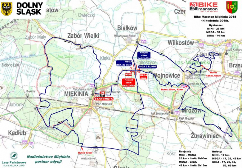 Trasa Bike Maratonu w Miękini