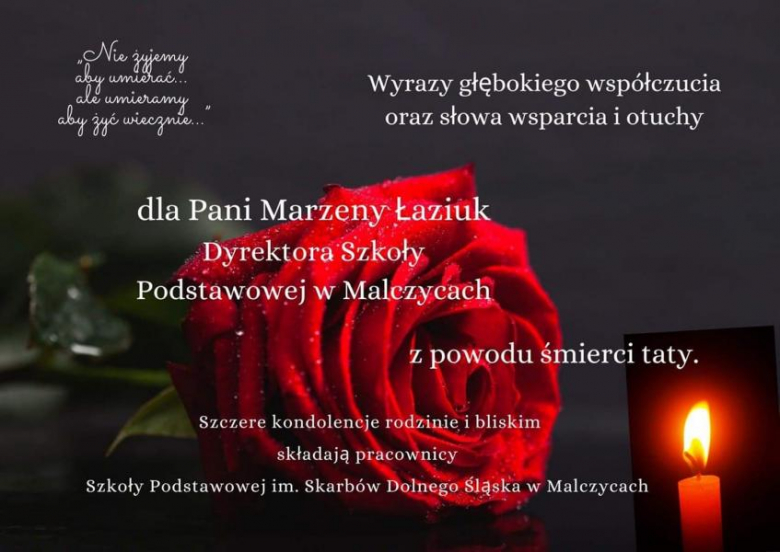 Kondolencje dla pani Marzeny Łaziuk