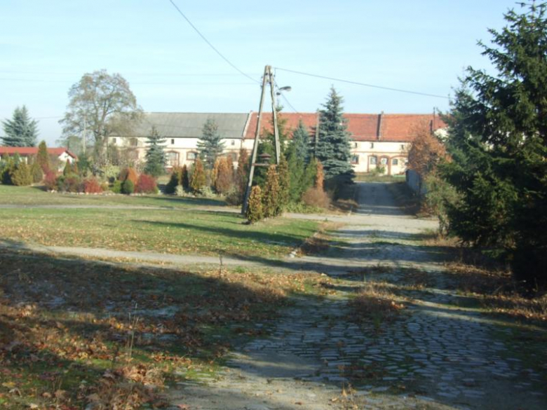Widok zabudowań folwarcznych od strony wschodniej 