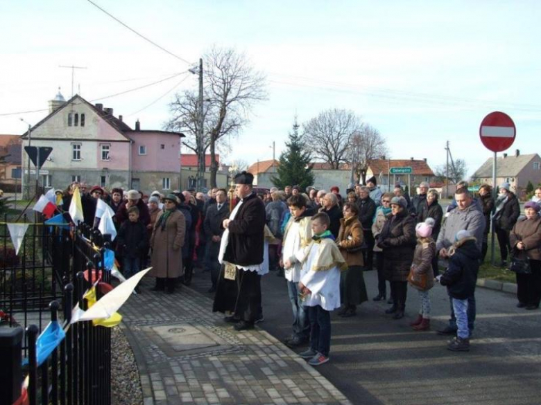 Ceremonia poświęcenia krzyża w Udaninie